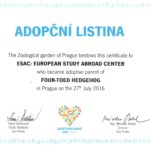 Zoo certificate Hedgehog 2016